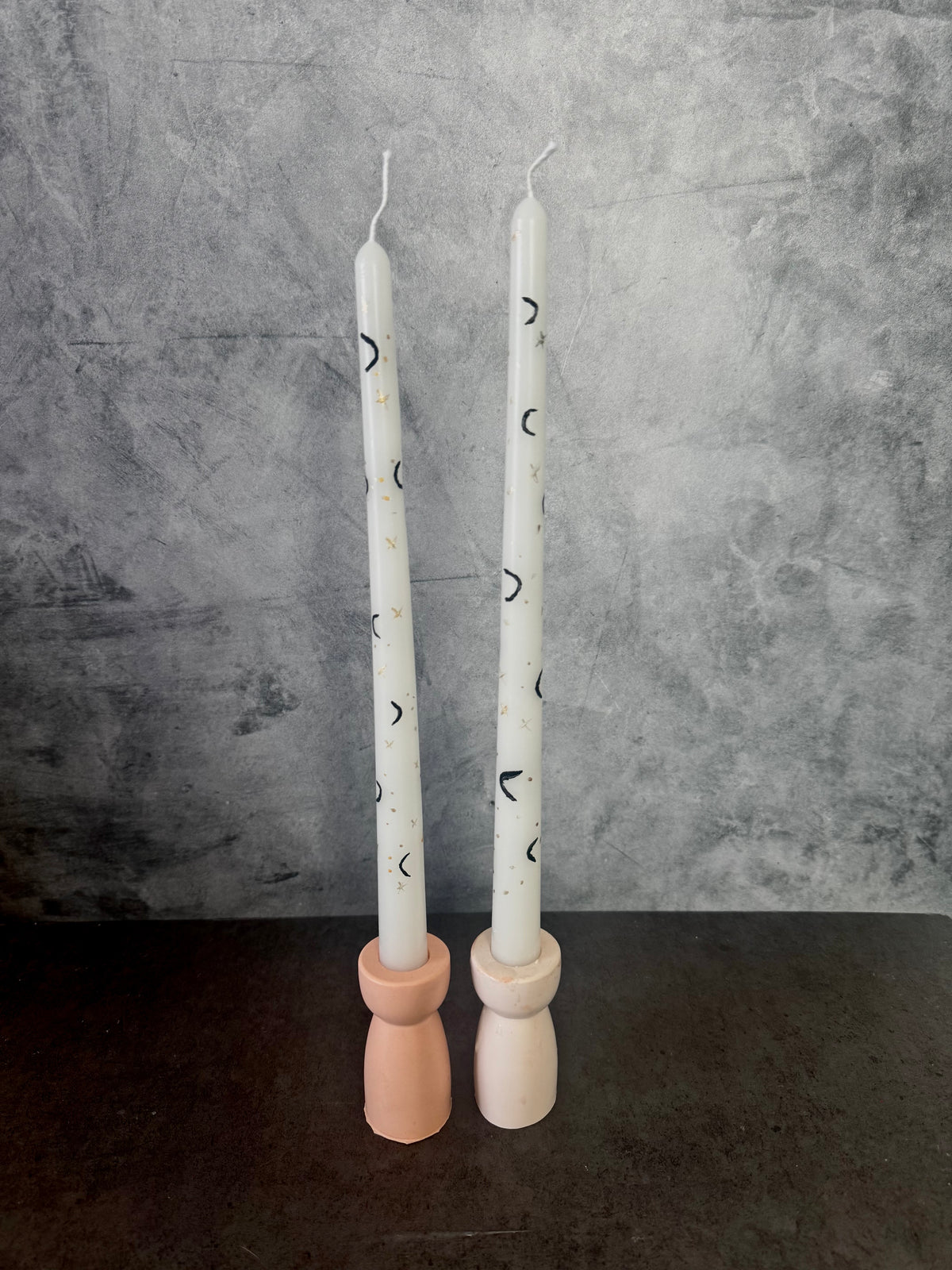 Halloween Painted Taper Candles, Fall, Autumn, Pumpkin, Ghost, Moons