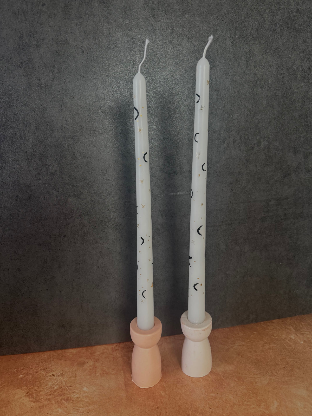 Halloween Painted Taper Candles, Fall, Autumn, Pumpkin, Ghost, Moons