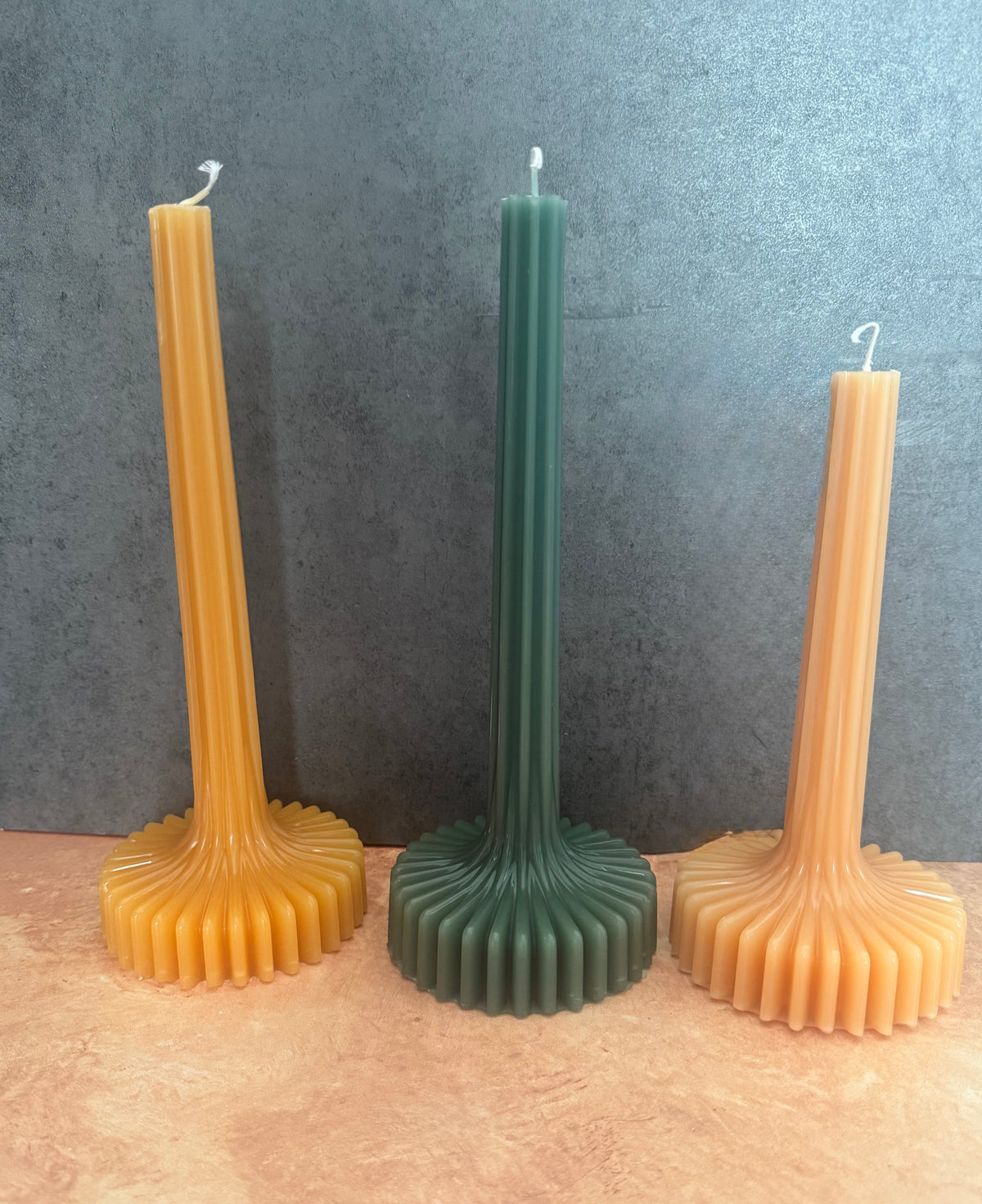 Fluted Abstract Base Taper Candles, Fall Colors