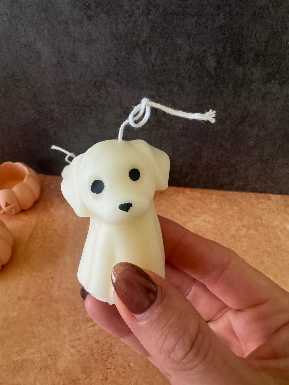 Dog Ghost and Pumpkin Candles, Cute Halloween Decor