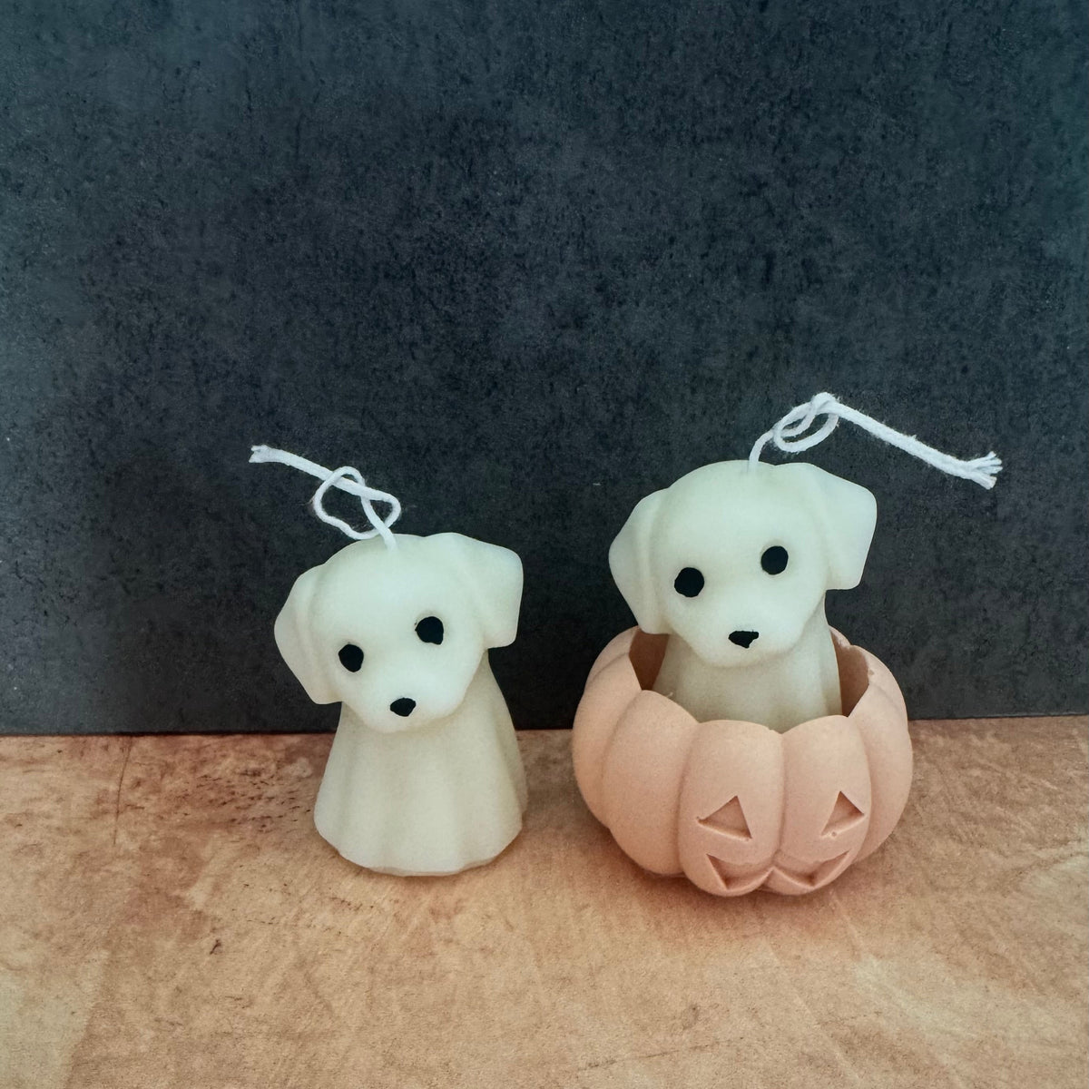 Dog Ghost and Pumpkin Candles, Cute Halloween Decor