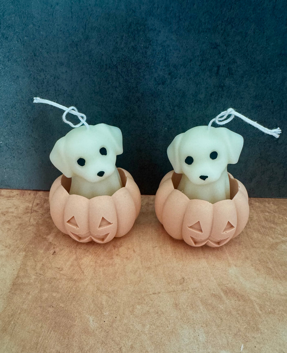 Dog Ghost and Pumpkin Candles, Cute Halloween Decor