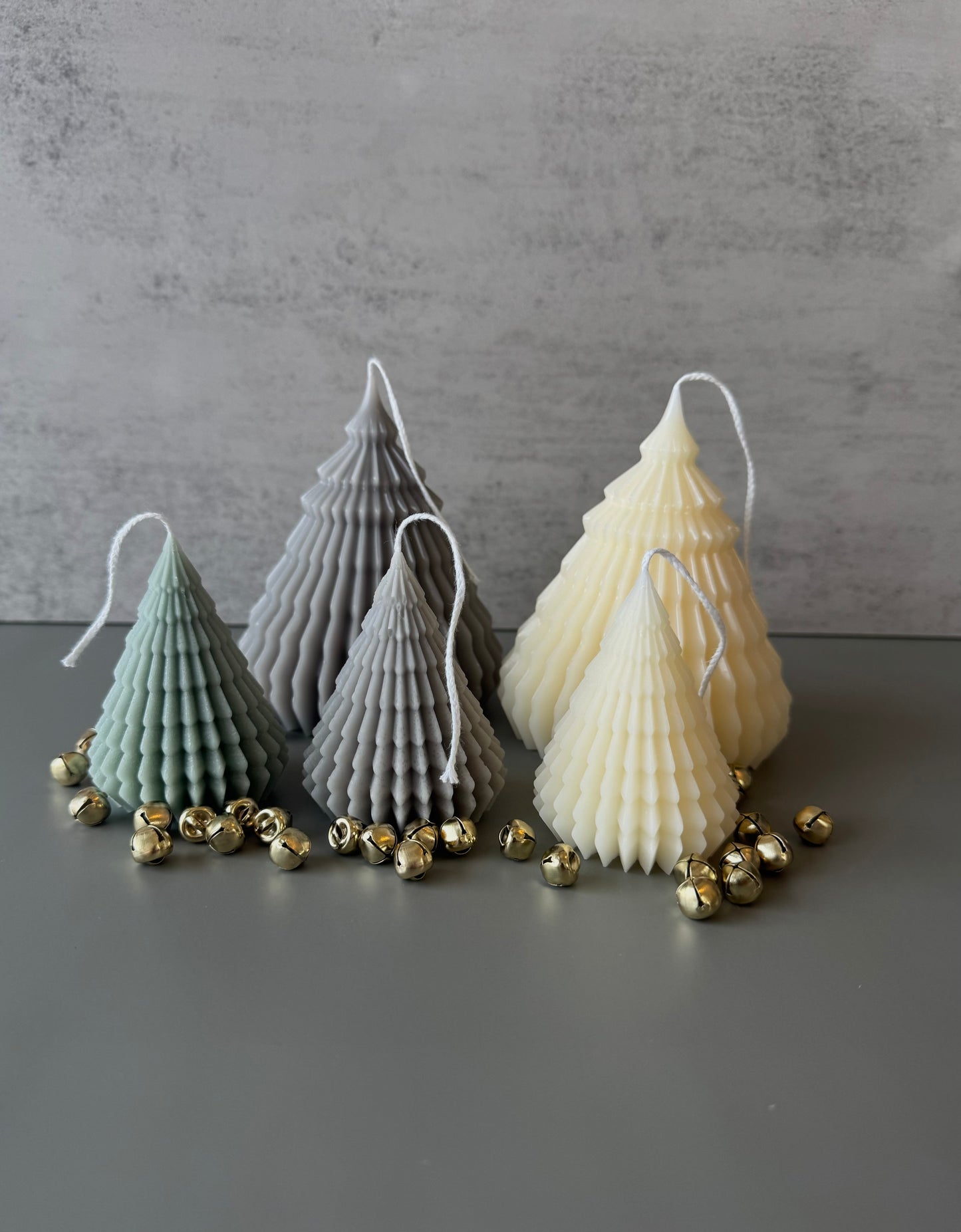 Pleated Holiday Tree Candles, Christmas, Candlesticks, decor, gift, table scape, Taper Candle, boho decor