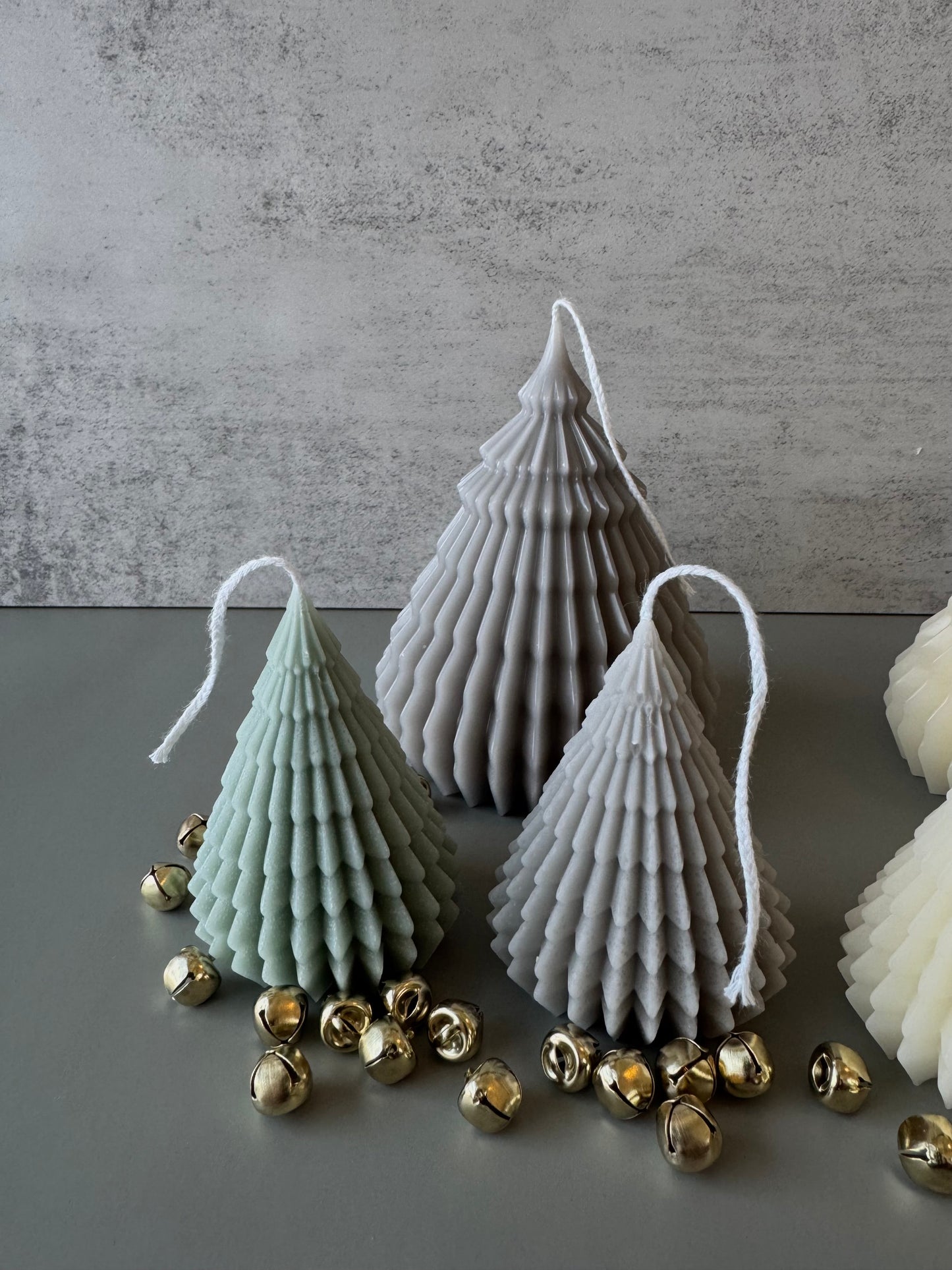 Pleated Holiday Tree Candles, Christmas, Candlesticks, decor, gift, table scape, Taper Candle, boho decor