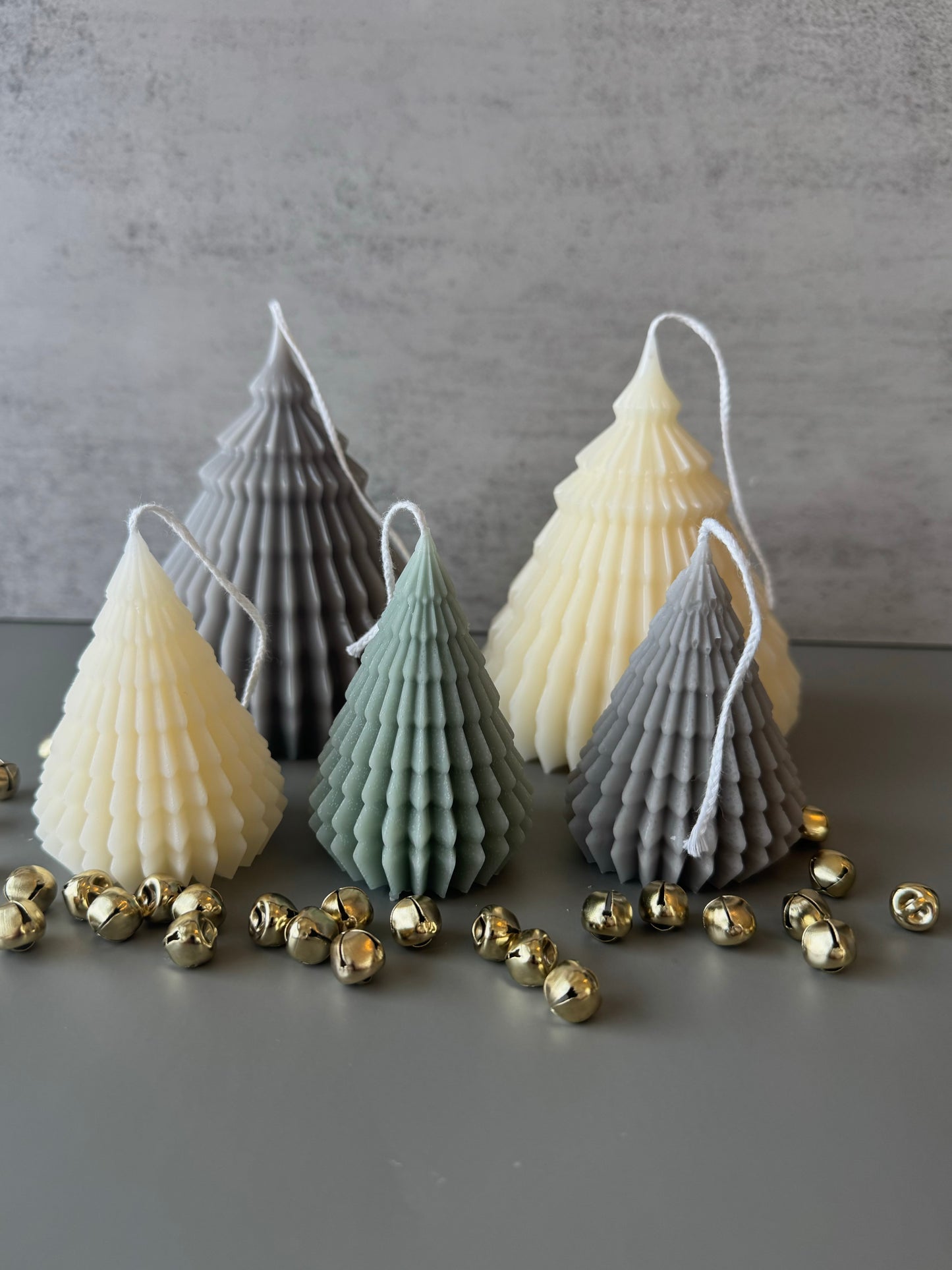 Pleated Holiday Tree Candles, Christmas, Candlesticks, decor, gift, table scape, Taper Candle, boho decor