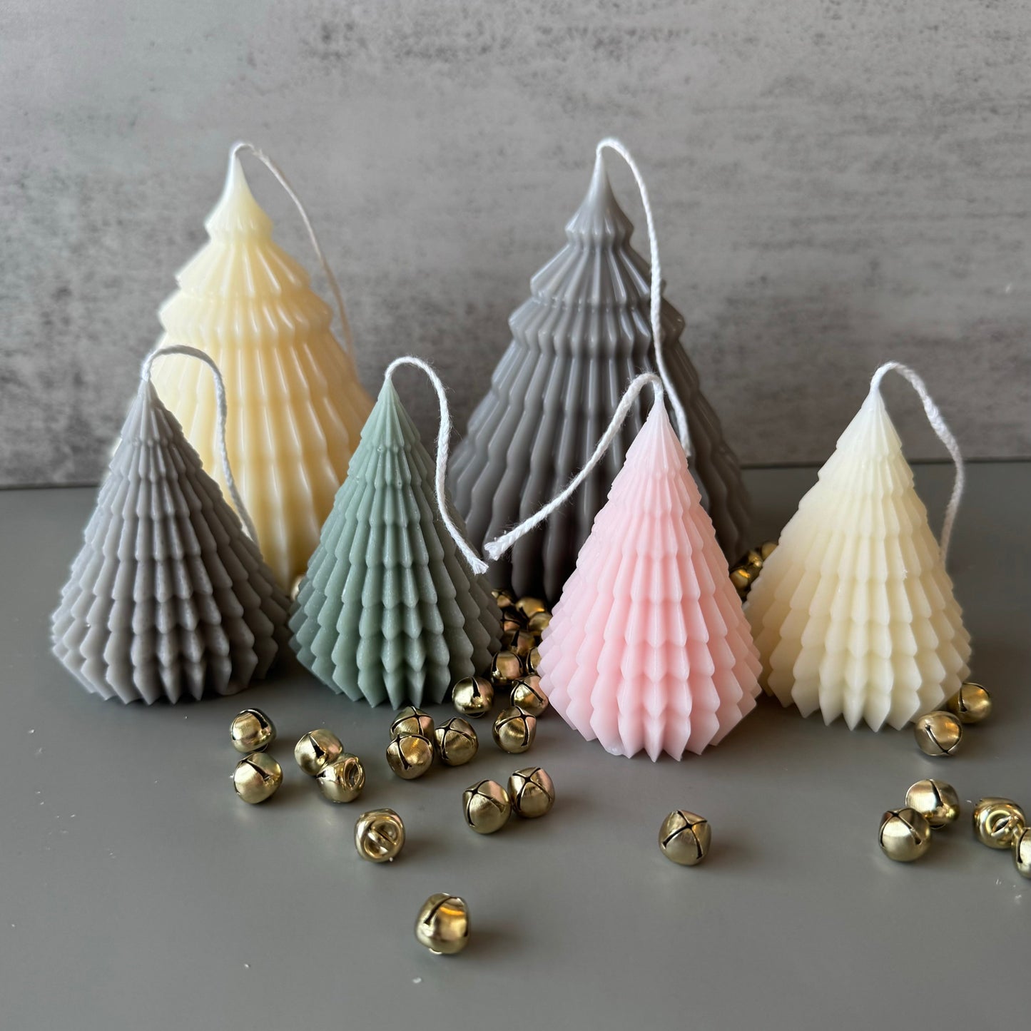 Pleated Holiday Tree Candles, Christmas, Candlesticks, decor, gift, table scape, Taper Candle, boho decor