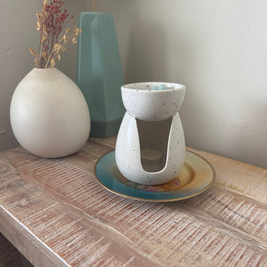 Two Piece Speckled Ceramic Wax Melt warmer, diffuser