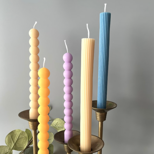 Bubble and Textured Lined Taper Candles, Candlesticks - Soy Wax Candle, Home Decor, boho decor, wedding, holiday decor