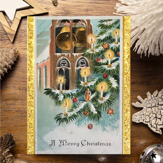Snowy Candles Vintage Christmas Card  - Holiday Cards, New Years, Vintage Prints, Greeting Cards