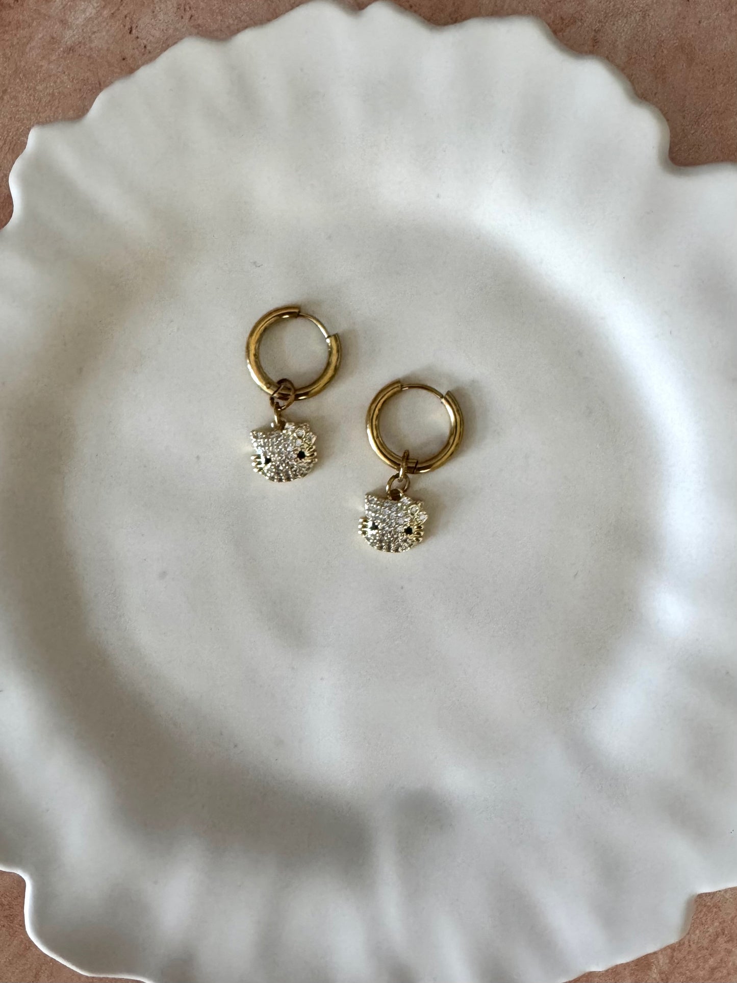 Sparkly Charm Hoops - hearts, cats, teddy bears