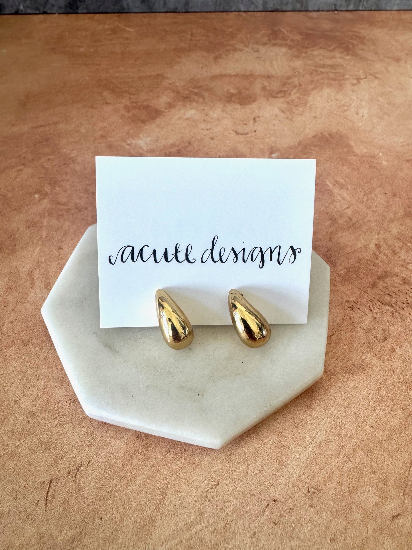 Chunky Mini Teardrop Gold Earrings
