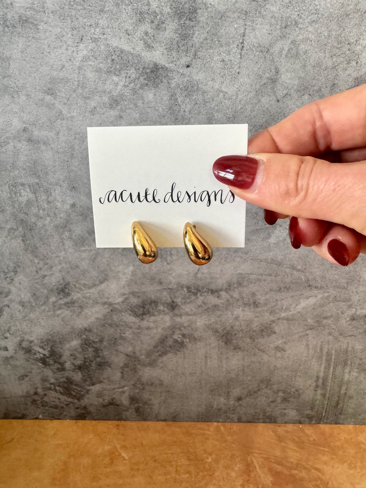Chunky Mini Teardrop Gold Earrings