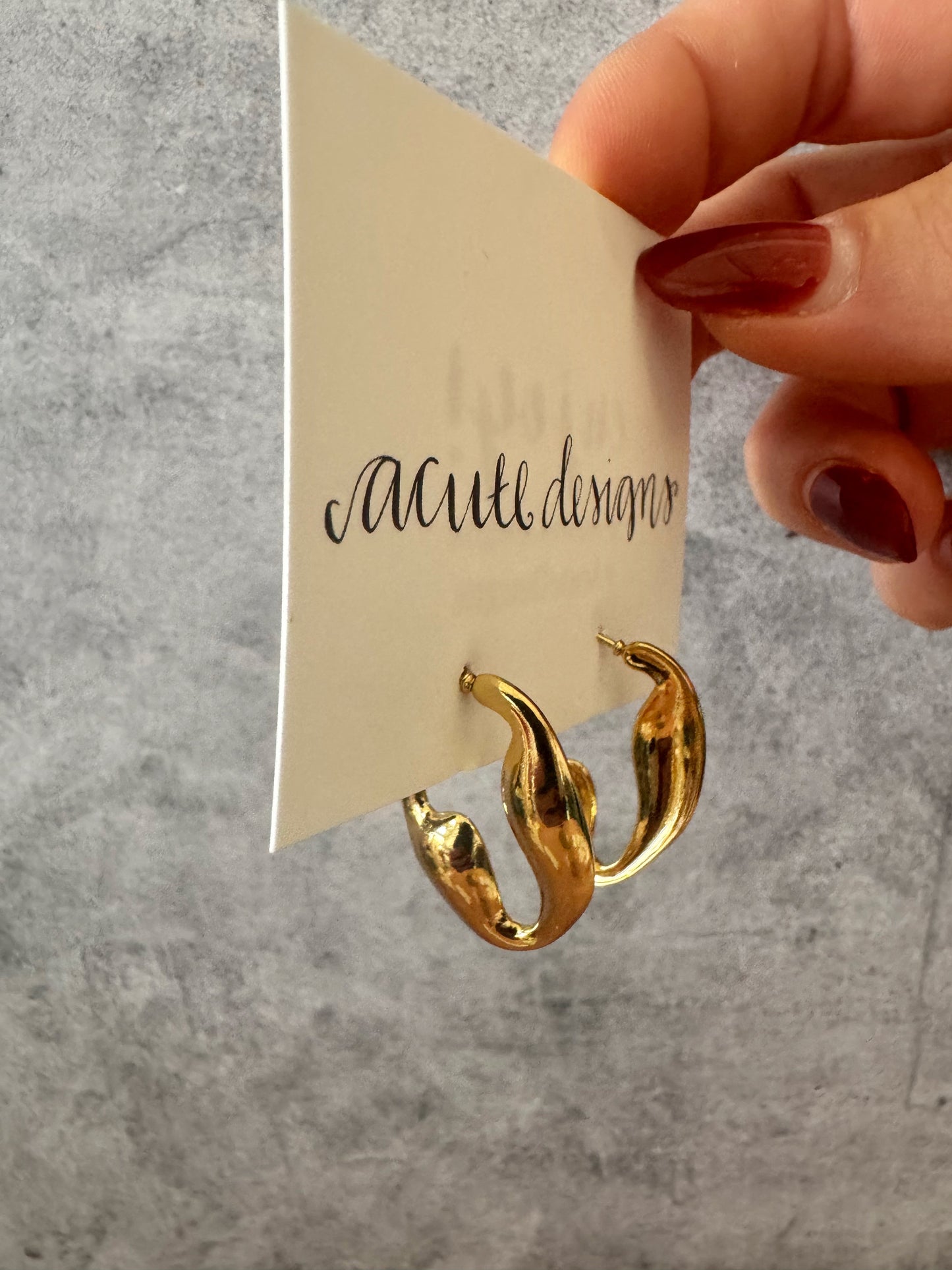 Chunky Gold Abstract Wave Hoops