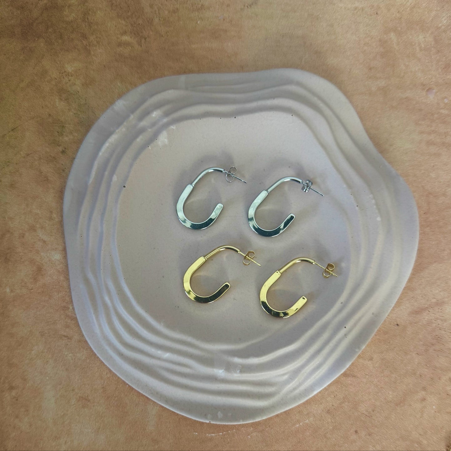 Large Lock Hoops - Gold and Silver Earrings