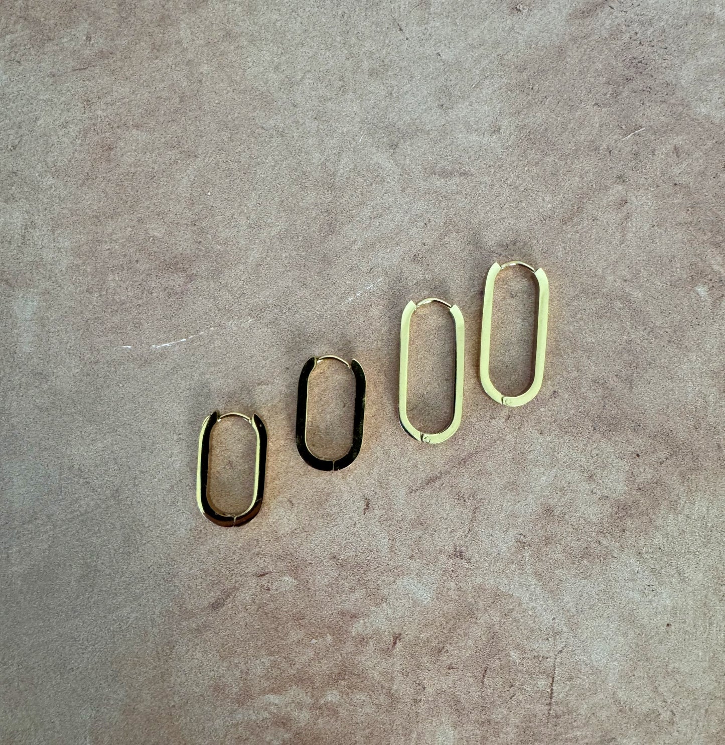 Slender Gold Oval Hoop Earrings