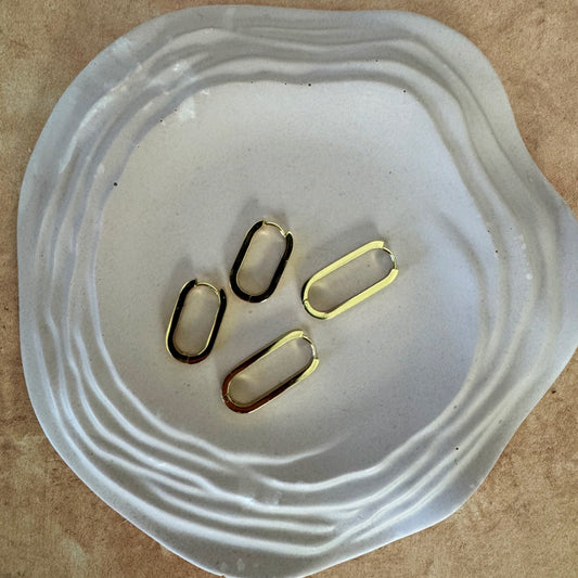 Slender Gold Oval Hoop Earrings