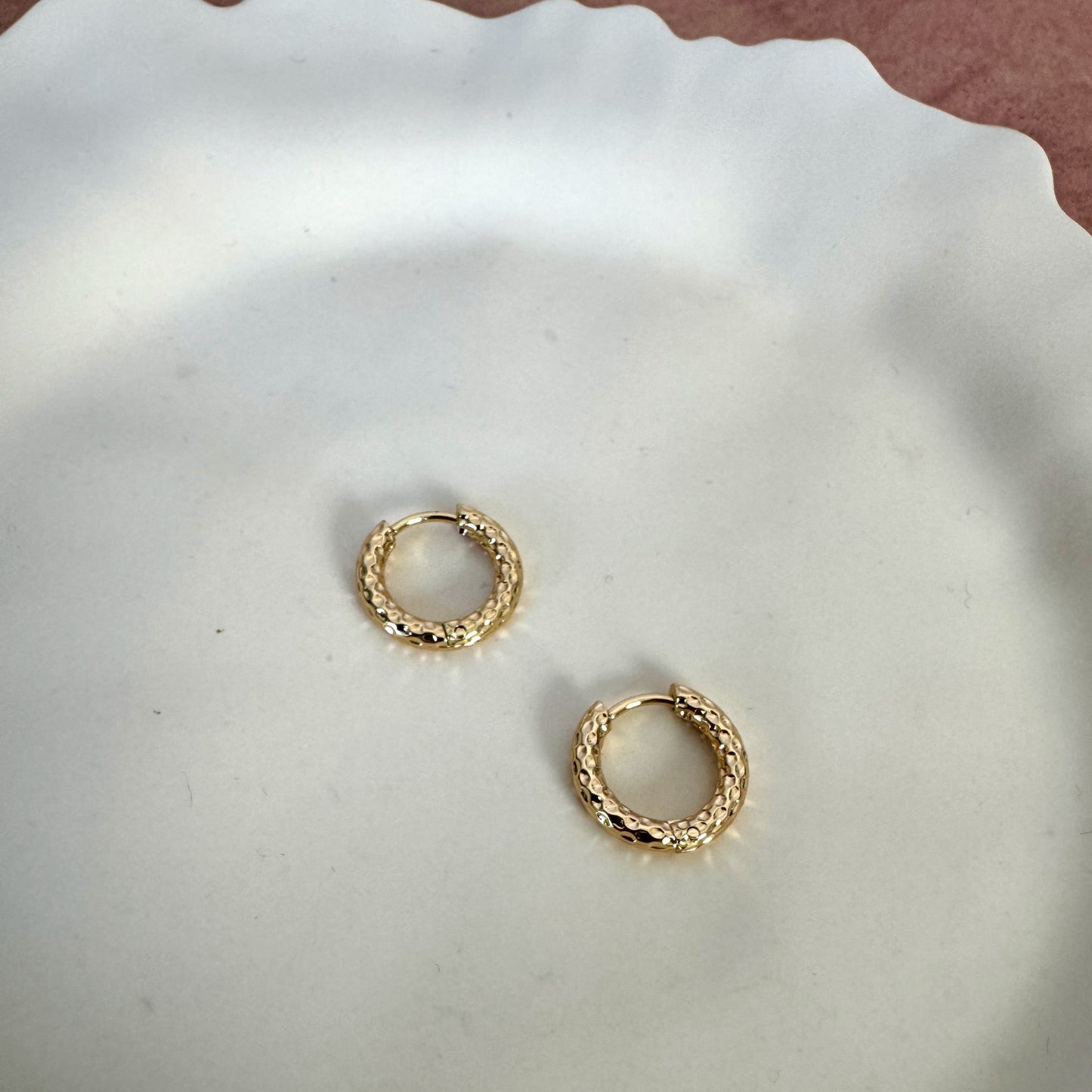 Textured Gold Huggie Hoops