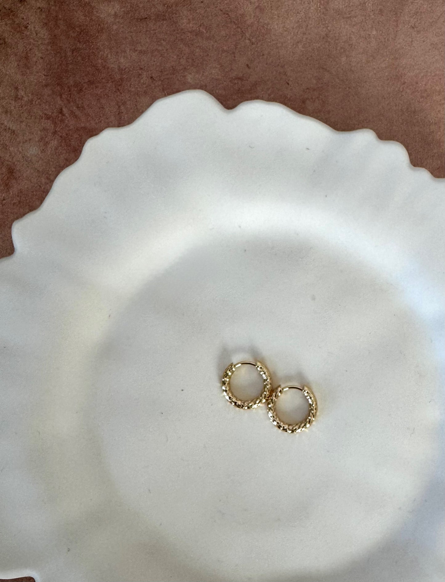 Textured Gold Huggie Hoops