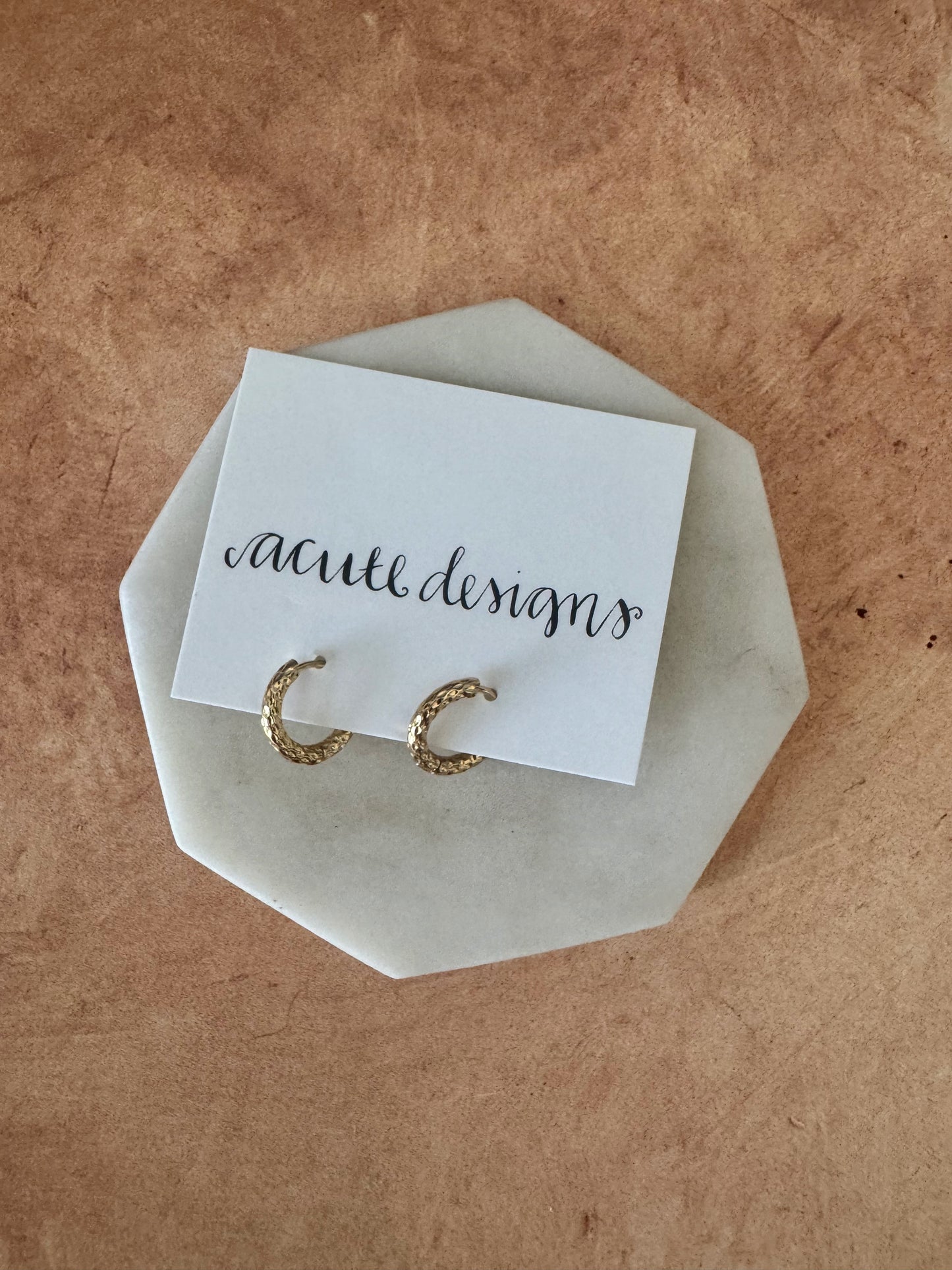 Textured Gold Huggie Hoops