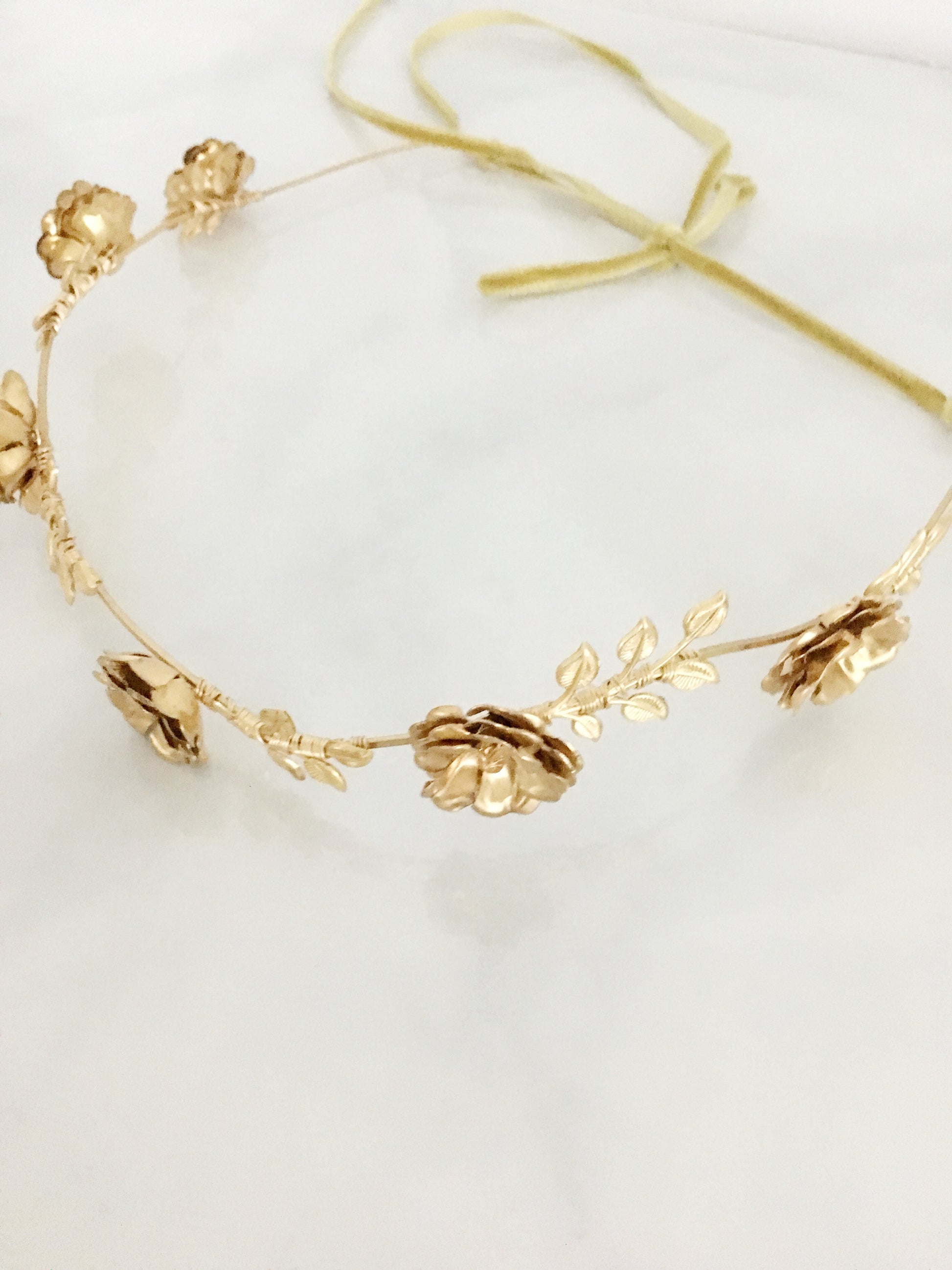 bridal gold flower crown