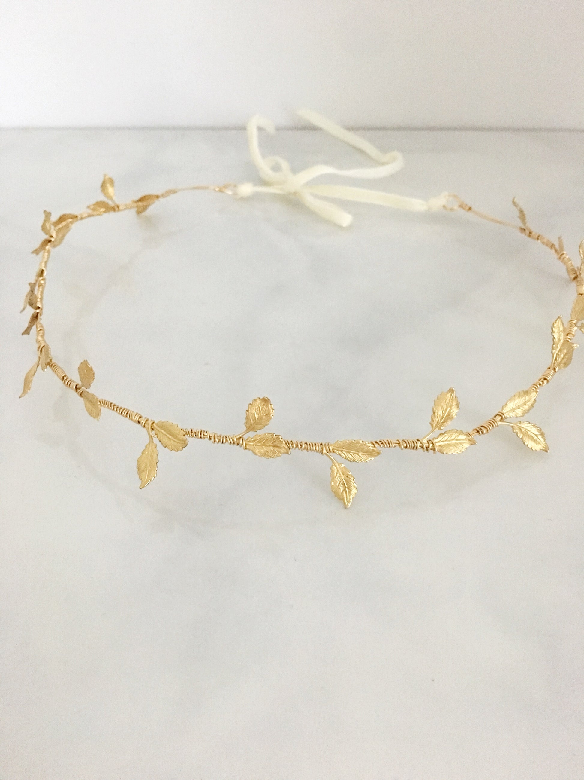 gold leaf bridal crown