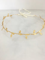 gold leaf bridal crown