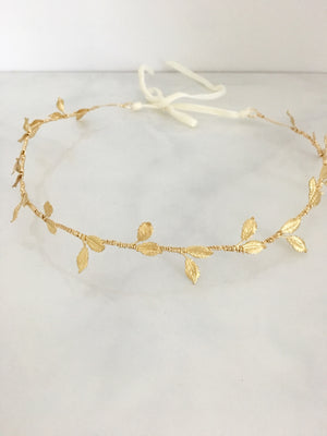 gold leaf bridal crown