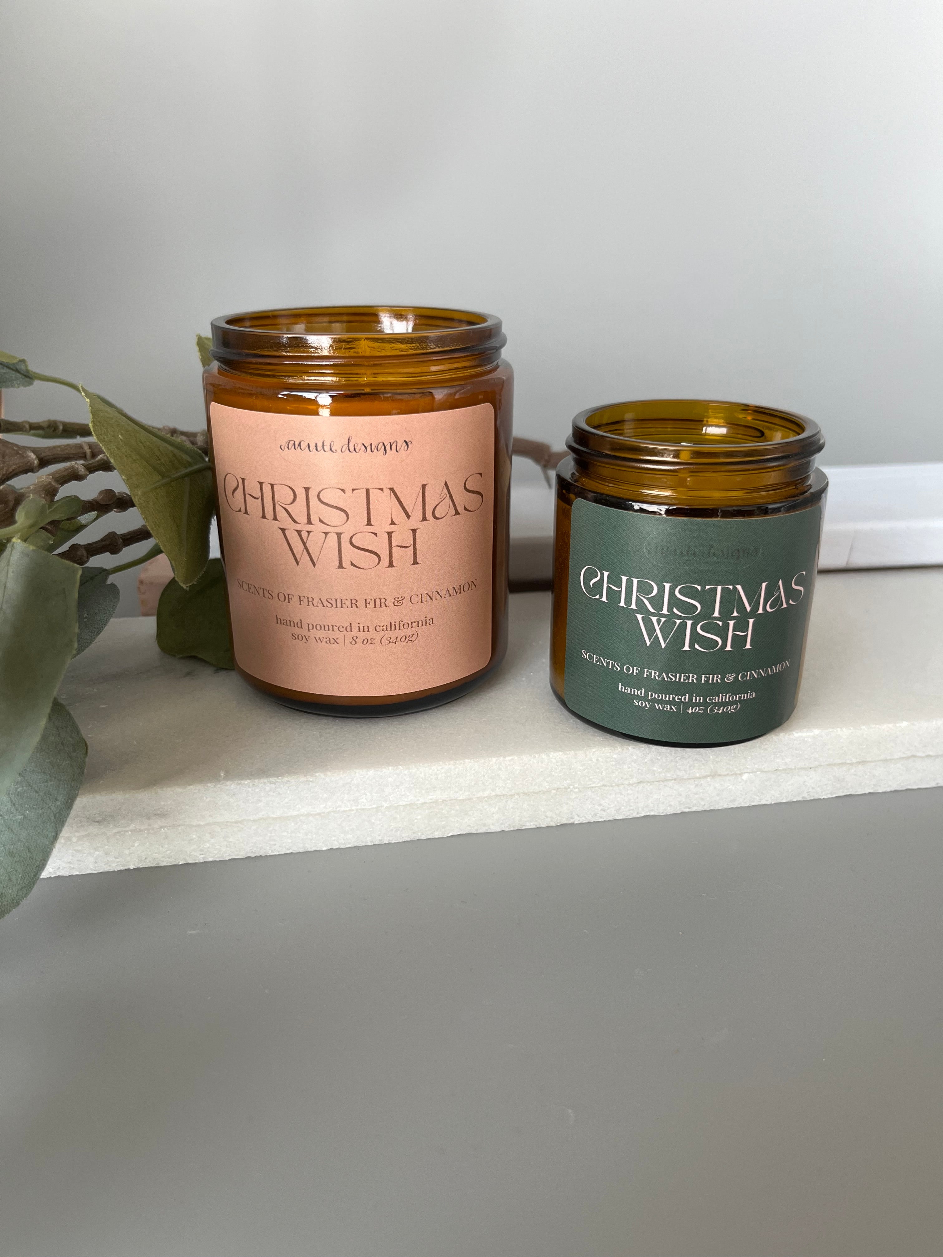 Christmas Wish Candle -  Scented Holiday Candle, Scents of frasier fir and cinamon