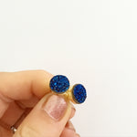 blue druzy stud earrings