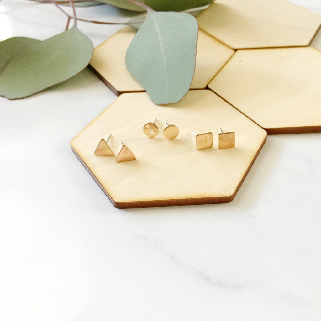 minimal gold stud earrings