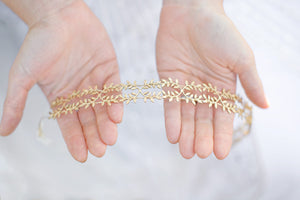 gold wedding leaf crown