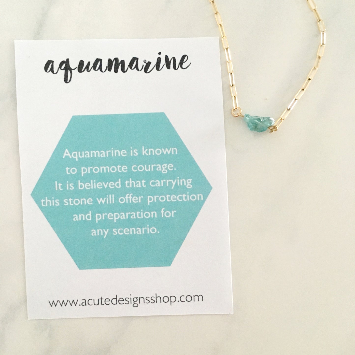 aquamarine healing crystal necklace