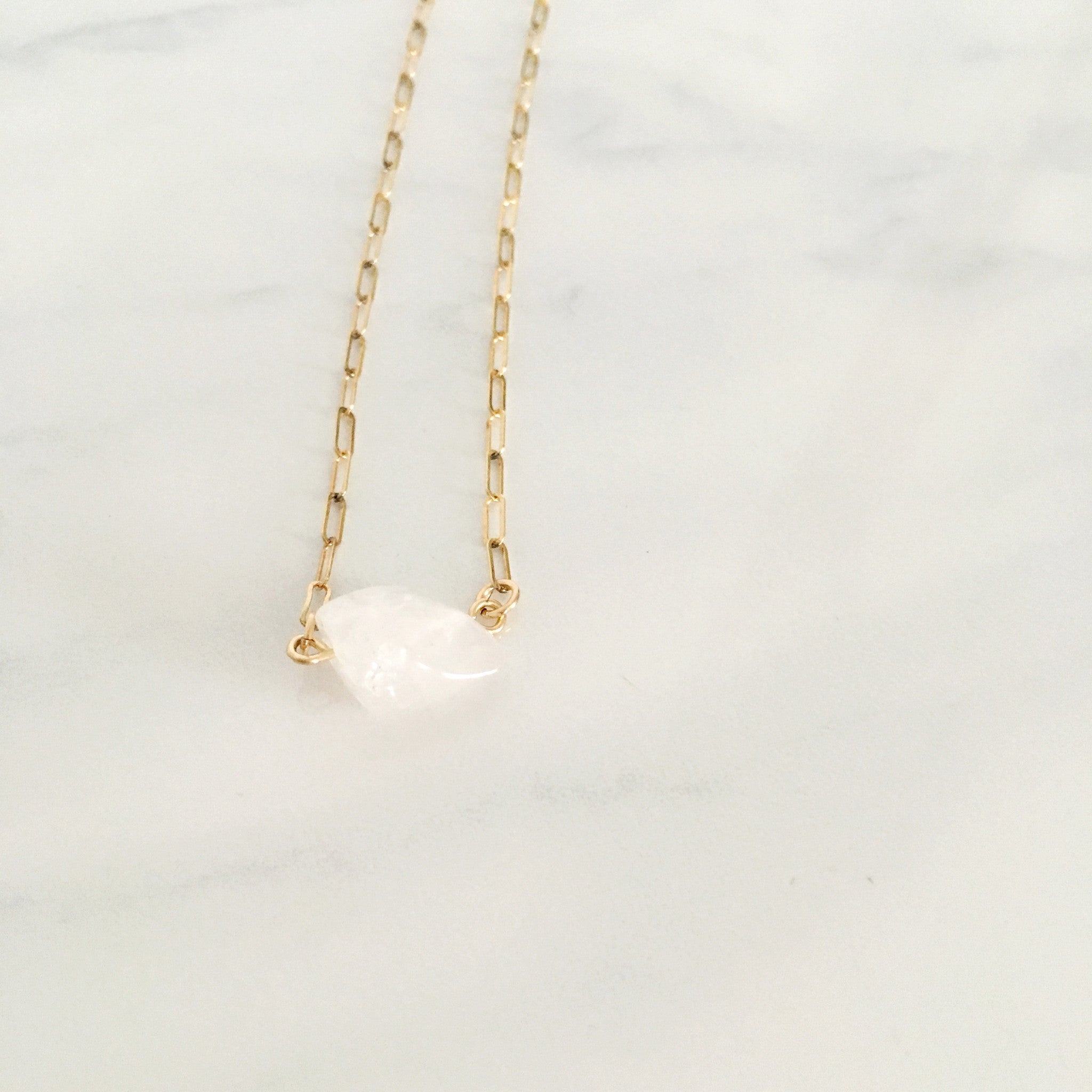 rose quartz healing crystal necklace