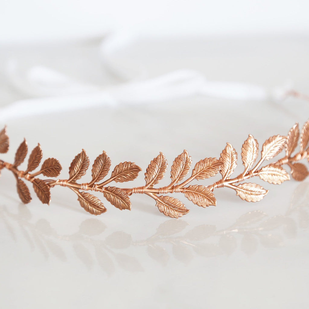 rose gold leaf crown