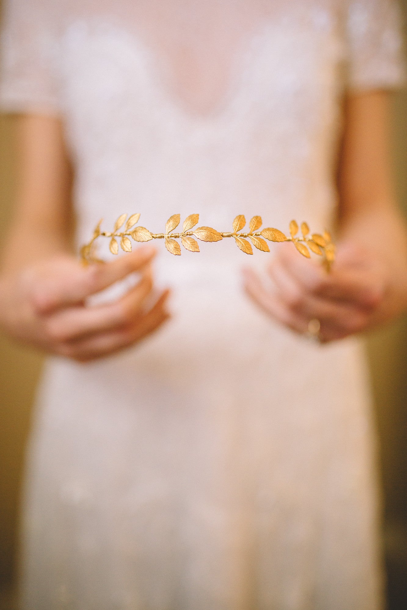 gold wedding leaf crown