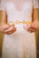 gold wedding leaf crown