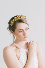 Rosebud Crown - Gold Flower Crown, Hairpiece, Bridal, Head Piece, Hair Accessories, tiara