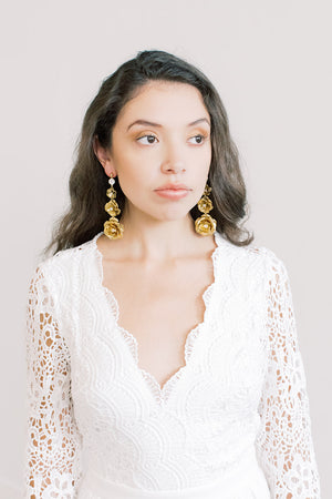 Triple Rose Statement Earrings