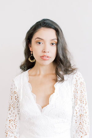 Amethyst and Floral Cluster Vine Statement Earrings