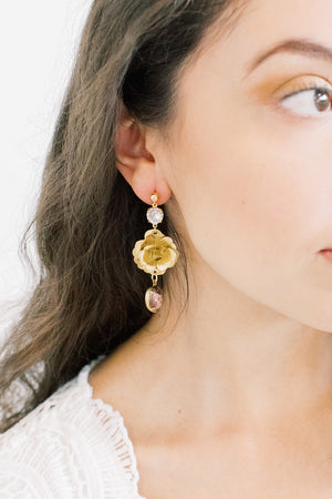 Rosebud Swarovski Drop Statement Earrings