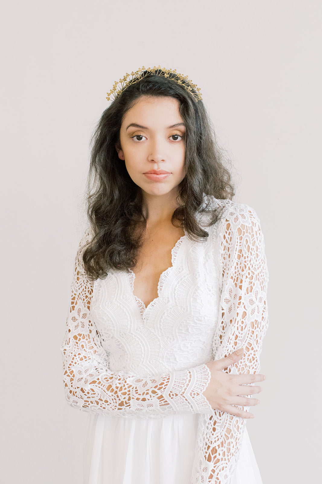 Queen Anne's Lace Crown - Gold Headband, Flower Crown, Bridal, Head Piece, Hair Accessories