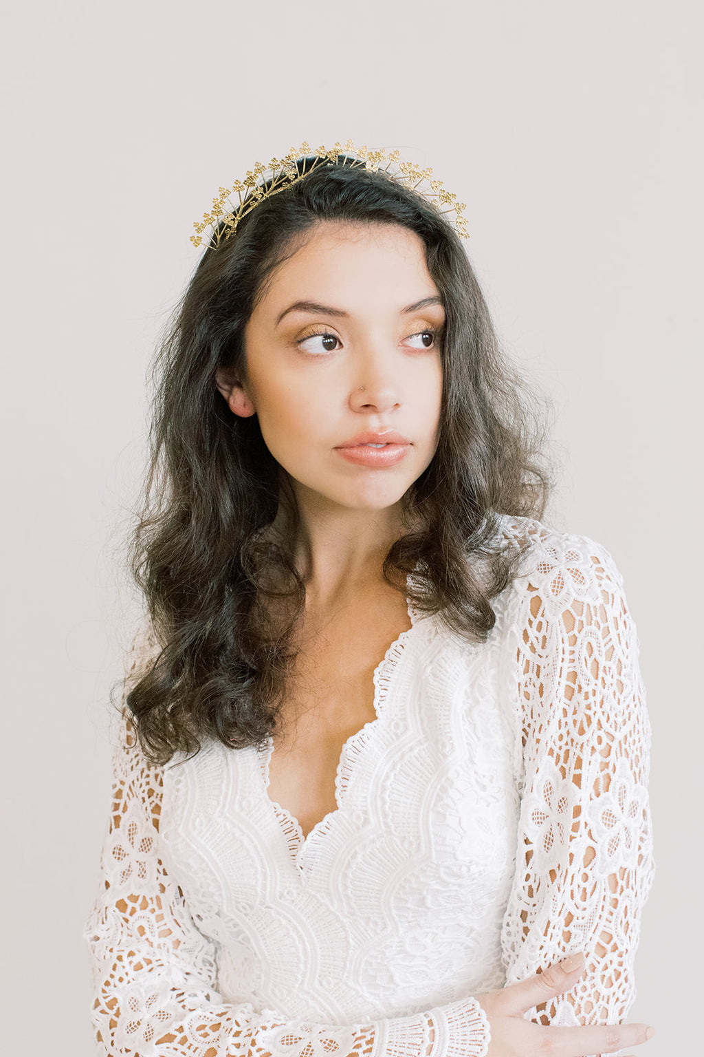 Queen Anne's Lace Crown - Gold Headband, Flower Crown, Bridal, Head Piece, Hair Accessories