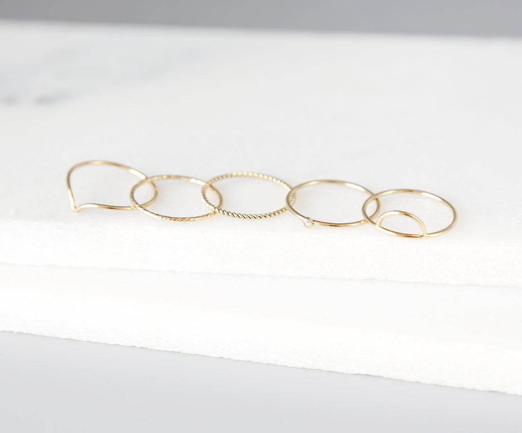 Minimalist Gold Fill Rings, Stacking Rings, Sparkle Rings, Simple Boho Gold Jewelry