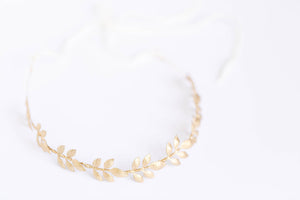 gold wedding leaf crown
