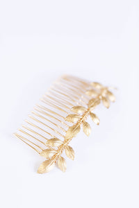 gold leaf bridal comb