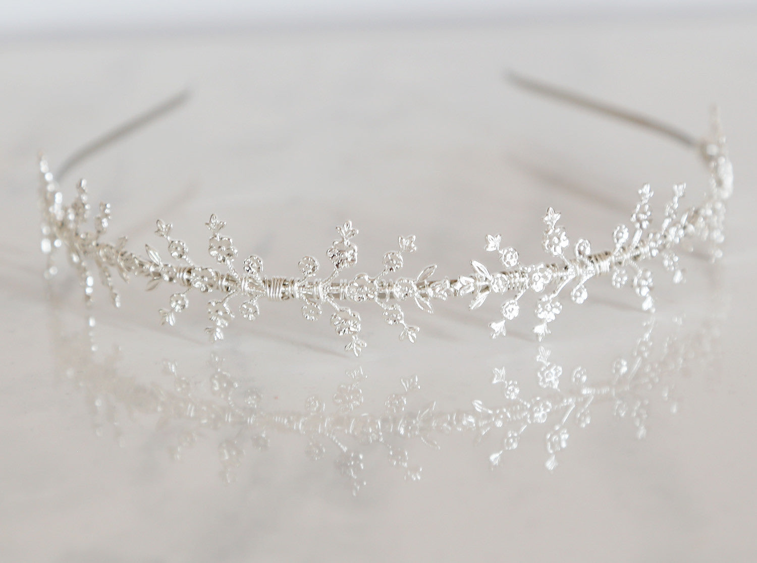 silver bridal headband crown 