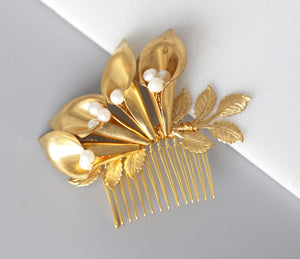 Calla Lily Comb, Hairpiece, Wedding Accessory, Bridal, Hair Clip, Hair Accessories