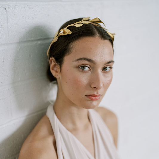 Calla Lily Crown, Hairpiece, Wedding Accessory, Bridal, Gold Wedding Head Piece, Hair Accessories, Headband