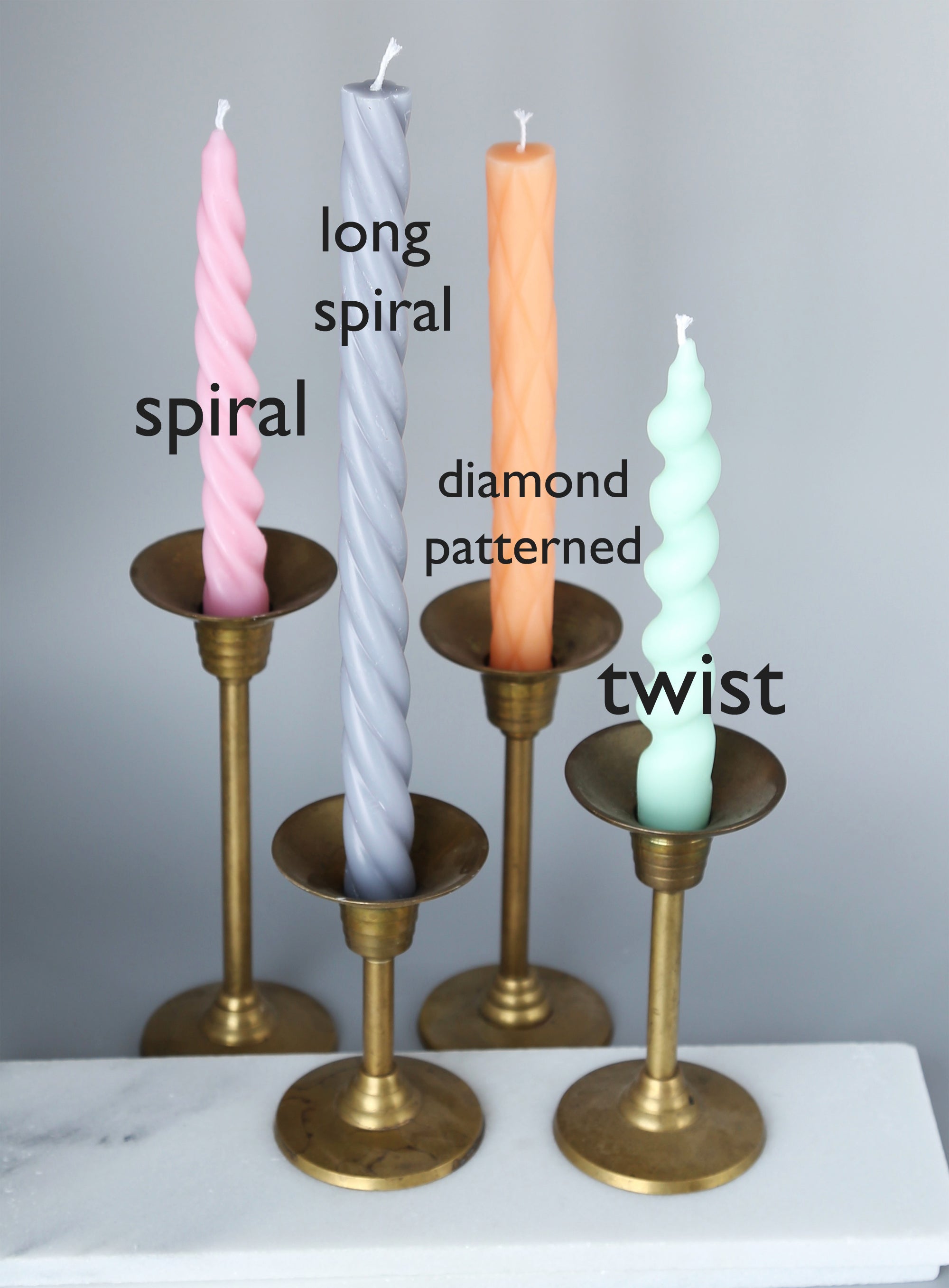 Taper Candles - Classic, Twisted, Spiral, and Diamond Patterned Candle –  Acute Designs