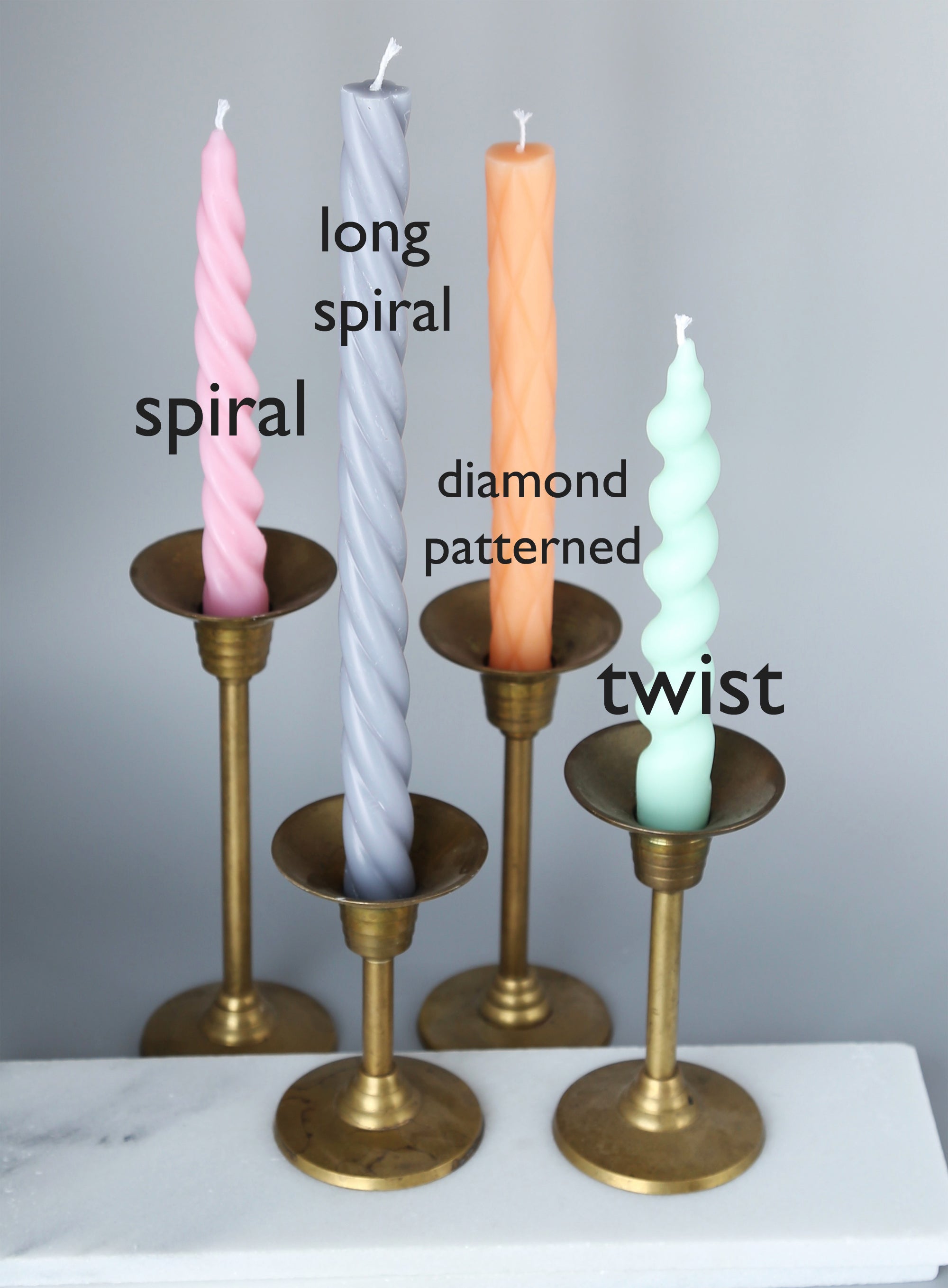 Taper Candles - Classic, Twisted, Spiral, and Diamond Patterned Candle ...